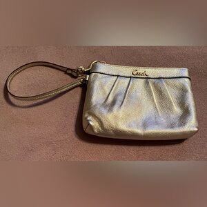 Coach Gold Metallic Wristlet Clutch EUC